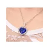 Pendentif Colliers Océan Coeur Collier Bijoux De Luxe Sier Plaqué Chaîne Ras Du Cou Cristal Bleu Strass Imitation Jolie Goutte Livrer Dhu8T