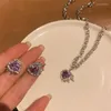 Pendentif Colliers Collier 2023 Purple Love pour femmes incrusté Zircon Clavicule Chaîne Collier Vintage Bijoux Collares