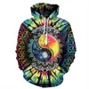 Men's Hoodies 2023 Fashion Hip Hop Men/women's Pullovers 3D Digital Print Colorful Eight Diagrams Hooded Long Sleeve Loose Polyester