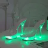 Sandales Light Up Chaussures Rougeoyantes Femme Sandales Claires Lumineuses Femmes Plate-Forme Chaussures LED 13cm Talon Haut Transparent Stripper Talons Chaussures G230211