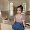 T-shirts deer jonmi 2022 Summer New Korean Style Baby Girls Lace Princess T-shirts Pure Color Soft Cute Tops Children Tees 4 Colors T230209