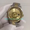 20 Orologi stile per uomo Bracciale automatico in acciaio bicolore Chiusura pieghevole Oro giallo Quadrante champagne 42mm Orologio meccanico Asia Orologi da polso con scatola