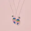 Pendant Necklaces BFF Friends Lovely Delicate Gradation Fashion Enamel Children's Heart Necklace Stitching Cartoon Friendship