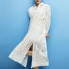 Casual Dresses Zaaho 2023 Spring Summer Women White Sexig Hollow Shirt Midi Dress Chic Embroidery Long Sleeve Beach Ladies Vestidos