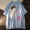 Camisetas femininas camisetas oversized anime y2k tops camisetas pulovers algodão coreano moda hip hop goth manga curta harajuku vintage feminino