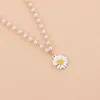 Pendant Necklaces Fashion Flower Necklace Elegant Simulated Pearl Chain For Women Statement Charm Clavicle Female Jewelry