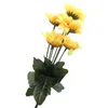 Fleurs décoratives artificielles 7 têtes branche de simulation de tournesol en soie jaune/Bouquet F; Loral pour bureau fête jardin El décor de mariage