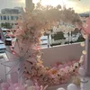 Luxury Pink Wedding Backdrop Decoration Moon Shape Arch Door With Artificial Flowers For Party Window Stage Centerpices Props