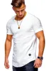 T-shirt da uomo CoolTree T-shirt da uomo Primavera Estate Pieghettato Patch Camicia a maniche corte Maschile Slim Fit Tinta unita Casual Girocollo T-shirt