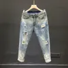 Men's Jeans Holes And Women Summer High Waist Thin Color Loose Straight Denim Ankle-length Harem Pants 230211
