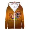 Erkek Hoodies Mutlu Şükran Günü 3d Hoodie Baskı Moda Erkekler Kadın Fermuar Ceketleri Uzun Kollu Homme Hooded Sweatshirts Tops 4xl