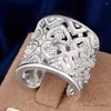 Pierścienie klastra Prawdziwe 925 Sterling Srebrna moda minimalistyczna romantyczna pierścień otwierający serce dla kobiet Wedding Party Fine Jewelry DA2166