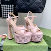 G Stud-detailed Sandals platform block chunky heels Ankle strap open toe Luxury designer Evening Wedding shoes for women factory footwear Size 35-42