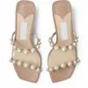 Summer Brands Amara Mules Sandals Shoes Nude Black Open Square-toe Pearl Strappy Slip On Slippers High Heels Party Wedding Dress EU35-43