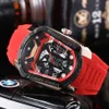 Multi-Function Timing Watch Men's Phantom Six-Pin Hollow Watches Unique Creative Calendar Silicone Strap Luxury Male Wristwat271d