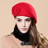 BeanieSkull Caps Fashion Women Beret Hat For Beanie Female Cap Flower French Trilby Wool Soft Stewardess planas 230211