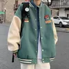 Kvinnorjackor Blue Hip Hop Jacket Kvinna Harajuku Autumn Pojkvän Toppar Women Bomber Jacket Overdimensionerade toppar Japan Kawaii Baseball Hoodie Girl 230210