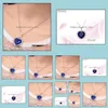 Pendentif Colliers Océan Coeur Collier Bijoux De Luxe Sier Plaqué Chaîne Ras Du Cou Cristal Bleu Strass Imitation Jolie Goutte Livrer Dhu8T