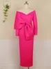 Abiti da festa Donna Lungo spalla nuda Grande fiocco Large Size Slim aderente Celebrity Birthday Dinner Occasion Gowns 3XL 230211