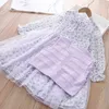 Sets Teens Fashion Clothing Suit Girls Clothes Set Spring Pullover Mesh Dress Knitting Vest Two pieces Boutique Outfits