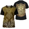 Męskie koszulki Męska pancerz Viking Armor 3D T-shirt Street Dżentelmen Casual Harajuku Krótkie rękawy i lato dla kobiet