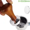 Tampers Coffee Tamper 51mm/53mm/58mm Powder Hammer Wooden Handle Flat Mat Coffeeware Accessories 230211