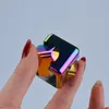 Spinning Top Colorful Small Square Magnetic Fidget Spinner Fingertip Gyro Metal Aluminium Eloy Cube Finger Spinning Dekompression Kinetisk leksak 230210