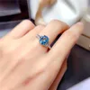 Cluster Ringe Blauer Topas Ring 7 9 mm Natürliche Edelsteine Feiner Schmuck für Frauen Jubiläumsgeschenk Echtes 925 Sterling Silber Modedesign Mädchen