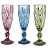 QBsomk 150ml European style embossed stained glass 4 colors water wine beer glasses lamp thick goblets cocktail flute glase5129856