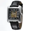 Нарученные часы Goer Top Square Automatic Mechanical Skeleton Watches PU