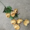 Fiori decorativi Un ramo di fiori di peonia di seta 7 teste Peonie finte Gambo lungo Artificiale per centrotavola per feste di nozze Decorazione floreale