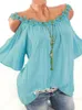 Женские блузкие рубашки летние женские кружевные шнурки блузки с крышки круглая шея с короткими рукавами.