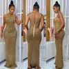 الفساتين غير الرسمية Anjamanor Rhinestone Sparkly Mesh Bodycon Maxi Dress Sexy Ladies Party Birth Birthday Fridate Nightclub Dresses D42-GE42 T230210