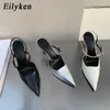 صندل Eilyken 2023 الربيع Slingback Women مضخات الأزياء حزام حزام حزام الأنيقة الأنيقة منخفضة الكعب رقيقة اللباس الصندل de mujer g230211