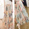 Röcke Mode Frauen Bohemian Chiffon Langer Maxirock Sommer Strand Blumen