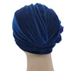 Vêtements ethniques à la mode Rose fleur Turban Bonnet pour femmes velours Hijab casquettes foulard musulman femme tête enveloppes chapeau africain