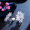Backs kolczyki Beaqueen błyszczące pełne sześcienne tlenki zamyka biżuteria liście liści klips bez przekłuwania dla kobiet sukienkę imprezową E505