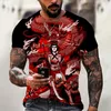 Heren t shirts samurai t-shirt zomer heren kleding o-neck korte mouwen casual sportshirt japese horror harajuku 3d print tops tees