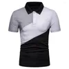 Polos pour hommes mode hommes été décontracté Collage couleur manches courtes col rabattu contraste ample taille européenne Polo