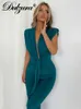 Abiti casual Dulzura Elegante increspato sexy Y2K vestiti con scollo a V senza maniche spacco laterale aderente maxi vestito per le donne 2022 Abiti Club Party Evening T230210