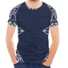 メンズTシャツポリネシアの伝統的なパターンタトゥーデザイン印刷スタイルメンズクルーネック半袖ハワイアンサマースポーツシャツ