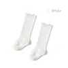 Chaussettes printemps été bébé fille mignonne maille respirante infantile couleur unie genou sertissage haute coton mince né antidérapant chaussette de sol