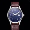 Fashion Automatic Mechanical men's watch Pilot MARK XVIII IW327004 40mm blue Dial brown Leather StrapMens Watch2597