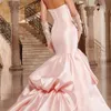 Fancy Pink Satin Wedding Dress Mermaid Court Train Brudkl￤nningar ￤lskling ￤rml￶sa knappar tillbaka