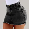 Rokken 2023 vrouwen sexy wilde casual stretch bodycon hoge taille tas heup denim kort vrouwelijke zomer slanke fit mini rok plus maat