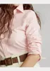 Nouveaux styles femmes chemises chemisier couleur unie femmes petit cheval broderie dames classique mode T-Shirt bouton revers chemise mince