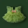Девушка платья рождественским зеленым детским платье для детского платья.