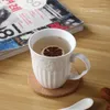 マグ350ml白いエンボス加工された磁器コーヒーマグヴィンテージタザカップセラミック茶かわいいクリエイティブなヴァソカフェプレゼント