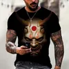 Camisetas para hombre, camiseta Samurai, ropa de verano para hombre, camiseta deportiva informal de manga corta con cuello redondo, camisetas con estampado 3D de Horror japonés Harajuku