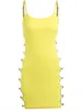 Casual Dresses OMSJ Hollow Cut Out Chain Sexy Dress Women Club Outfits Summer 2022 Yellow Black Backless Trendy Mini Bodycon Suspenders Dresses T230210